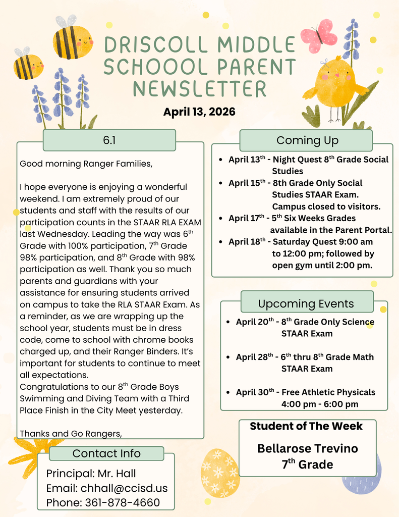 Parent Newsletter 4-13-26