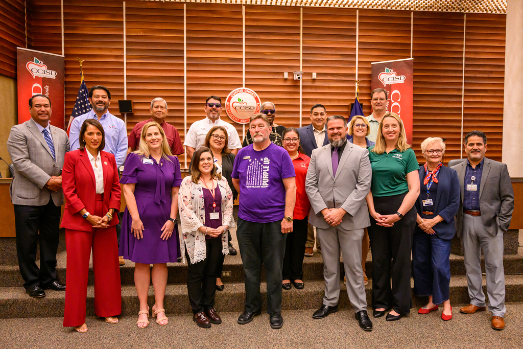 Corpus Christi ISD administration pose for a photo during a Board of Trustees Meeting with the CCISD School Board..