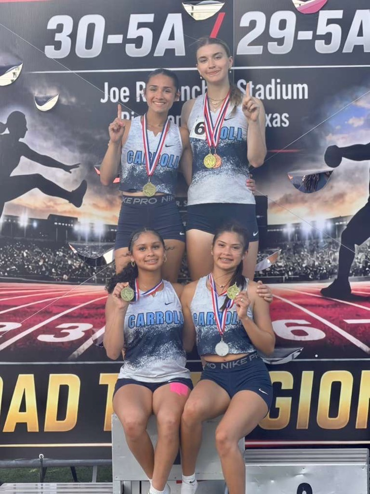 29-5A Area Track Meet 4x4 Relay Champions!! I’Yanna Garner, Analia Arredondo, Aries SanMiguel, and Kaci Jimenez!! 4:07🔥💙🐅🩵