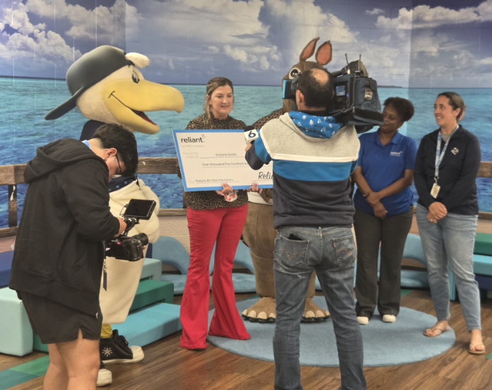 Behind the scenes as Mrs. Smith speaks to KRIS6 news.