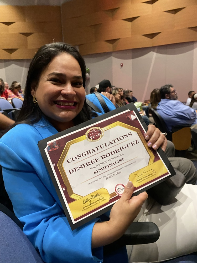 🔥🐅 BIG W FOR CARROLL 🐅🔥  Shoutout to Desiree Rodriguez — our Teacher of the Year 👏✨  Doing it for the kids. Doing it for Carroll. 😤💙  #CarrollPride #TPND #TeacherOfTheYear