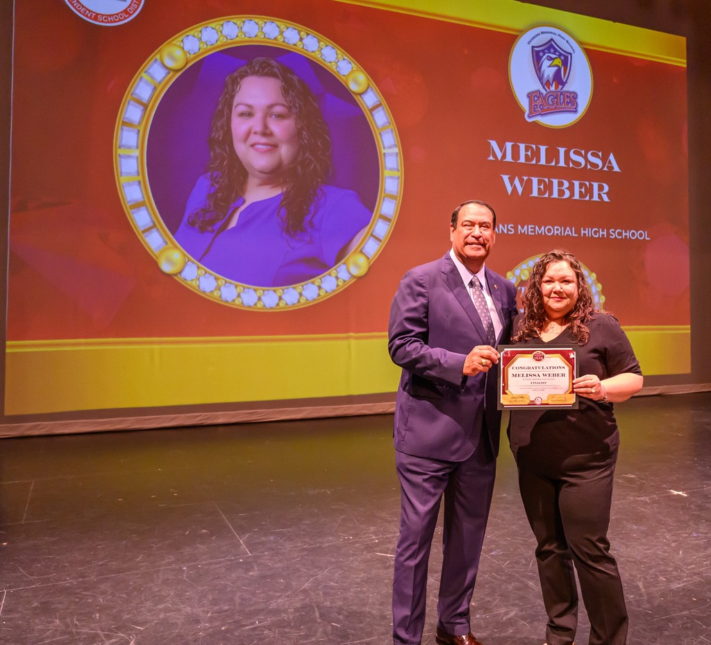 superintendent dr. roland hernandez and Melissa weber pose for a photo.