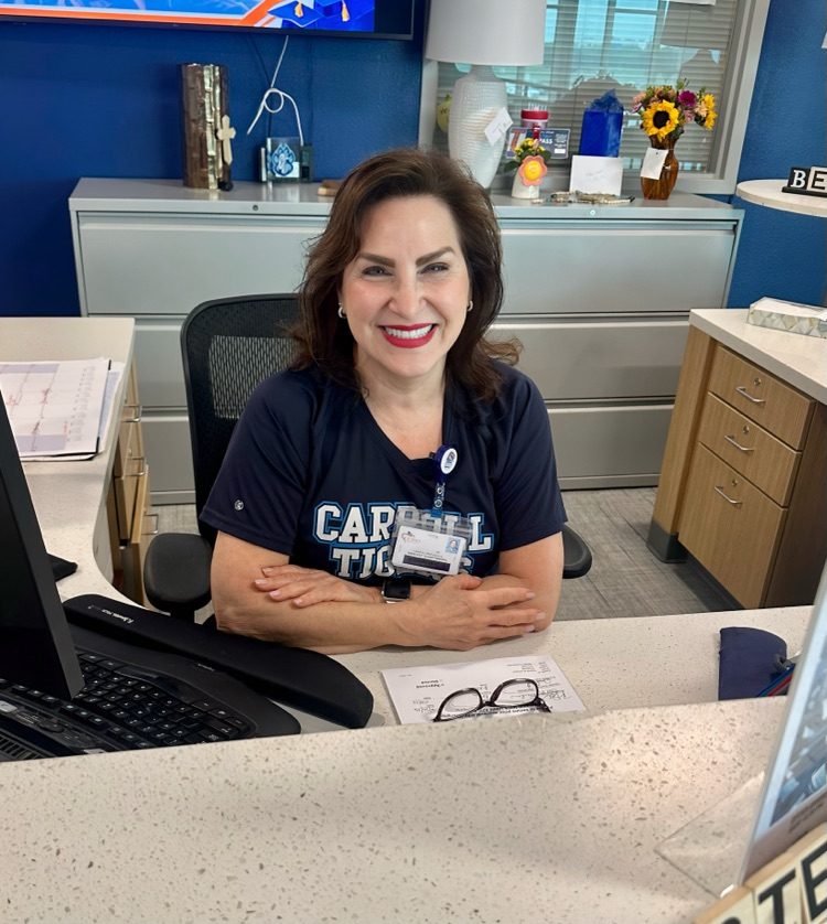 🔥🐅 No panic. Just results — Stephanie Leal  Calm in the chaos. 😮‍💨 When things get hectic… she gets to work.  No panic. Just results. 😤 We love this Tiger 💙🐅  #CarrollPride #TPND #AdministrativeProfessionalsDay
