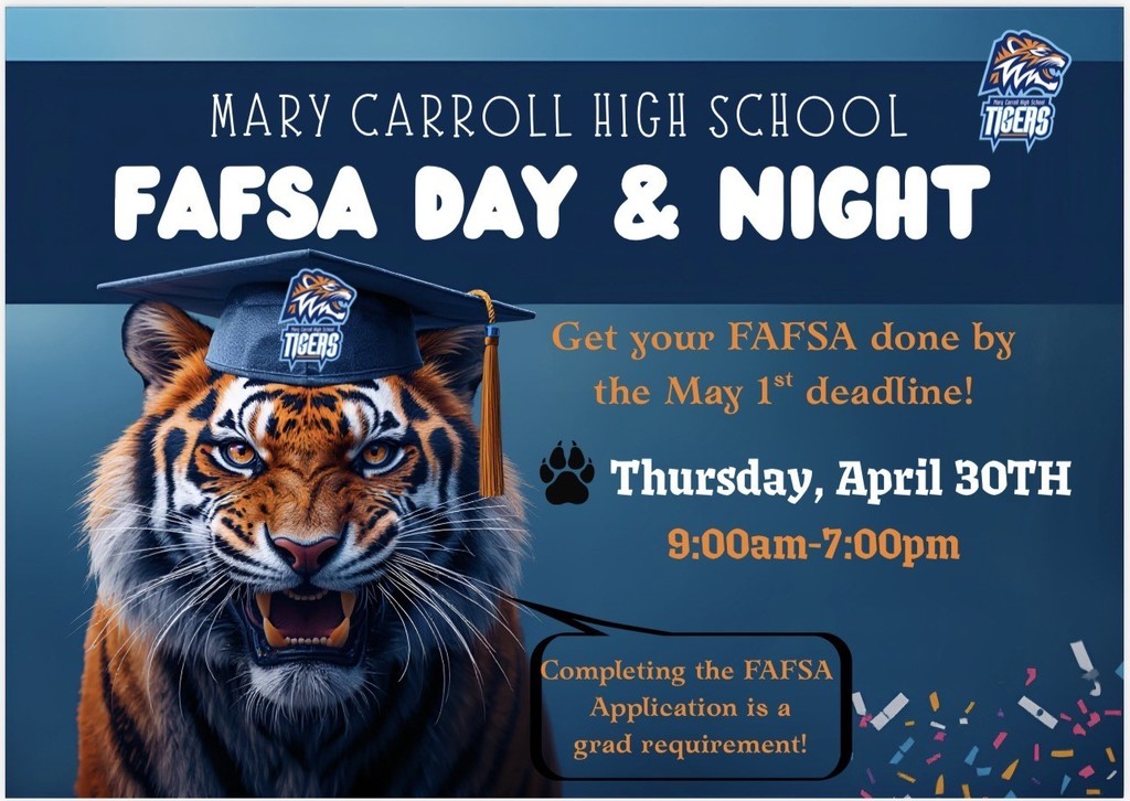 🎓 FAFSA DEADLINE IS HERE 🎓 Seniors—this is a graduation requirement 👀  🗓 Due: Friday, May 1 ⏰ By: 9:00 AM 📍 College & Career Center  Need help? Join us for FAFSA Day & Night 🕘 9:00 AM – 7:00 PM  Don’t wait. Don’t risk it. Get it DONE. ✅  #SeniorSeason #ClassOf2026