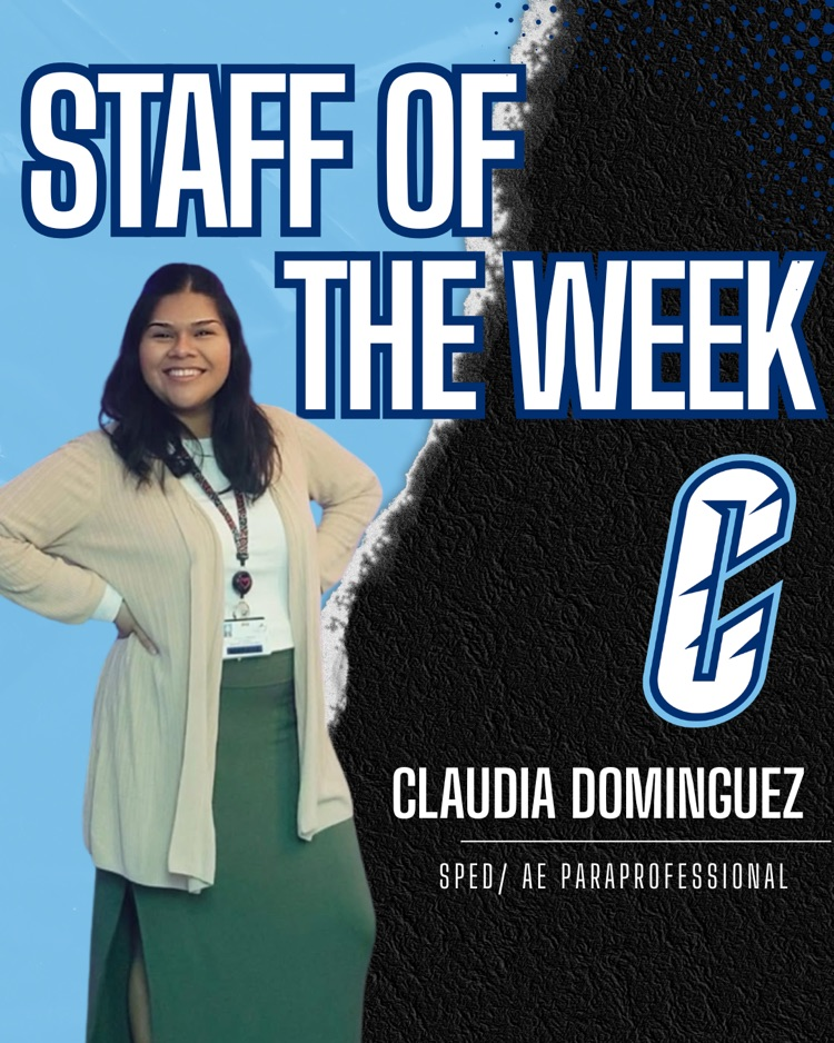💙🐅 STAFF OF THE WEEK 🐅💙  Claudia Dominguez bringing the heart every single day 💪✨ Our SPED/AE students are in the best hands—consistent, caring, and always showing up BIG.  We see you. We appreciate you. 💙  #CarrollPride #TPND