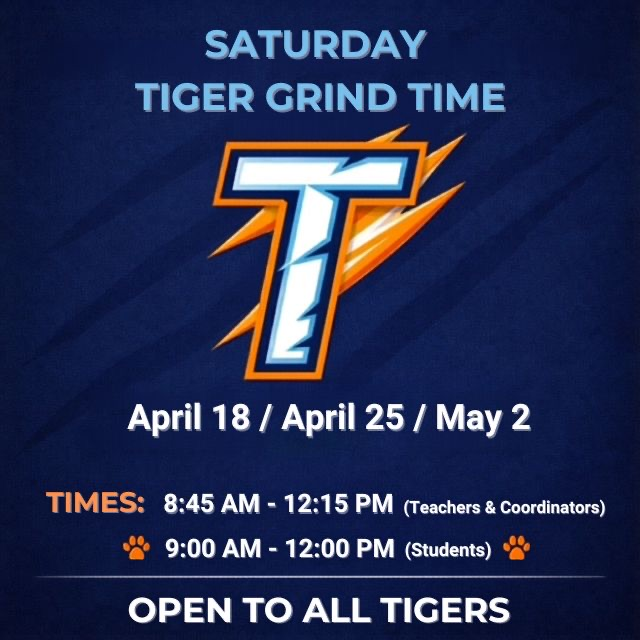 It’s the LAST one. 9AM. Don’t miss it. Finish strong, Tigers. 💙🐯 #LockedIn #TigerGrind