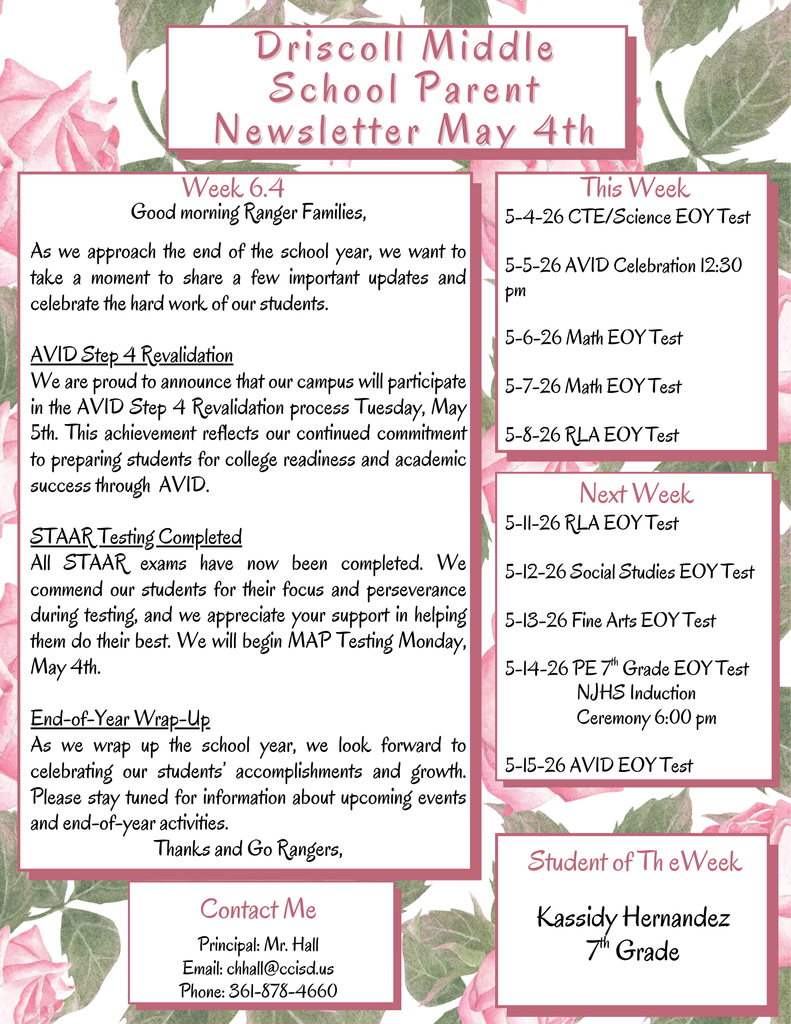 Parent Newsletter 5-4-26