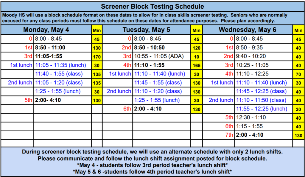 block schedule