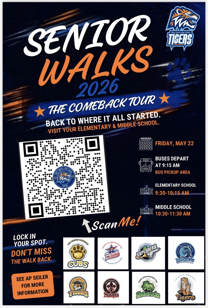 Seniors — don’t forget to sign up for Senior Walks! 🎓🐯💙🧡  Sign up before it’s too late!  #SeniorWalks #ClassOf2026 #TigerPride #SeniorSunday 