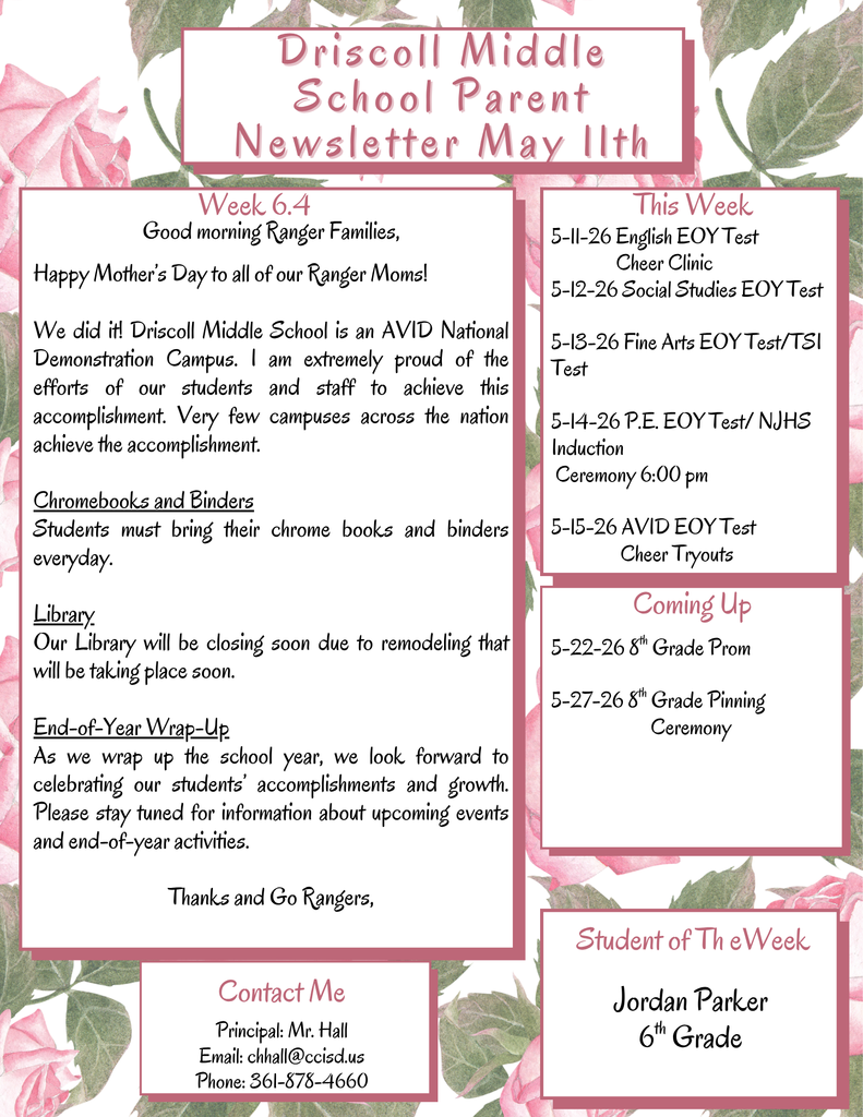 Parent Newsletter 5-11-26