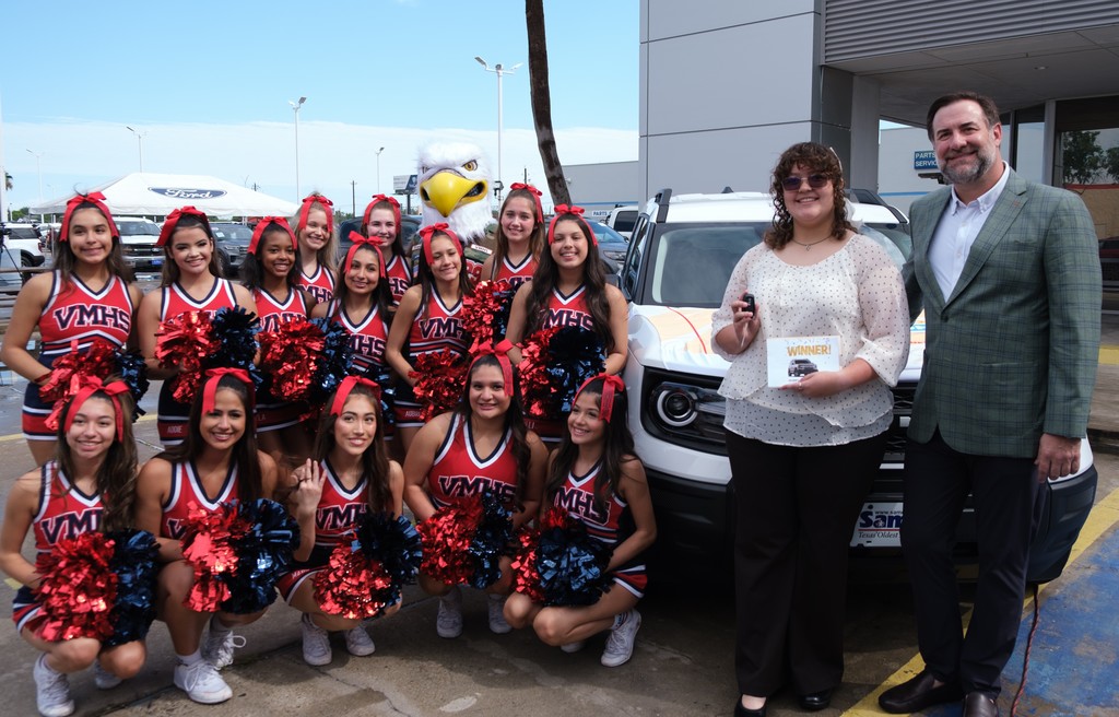 Leah Perez, Veterans Memorial High School, winner of a brand new car thanks to perfect attendance.