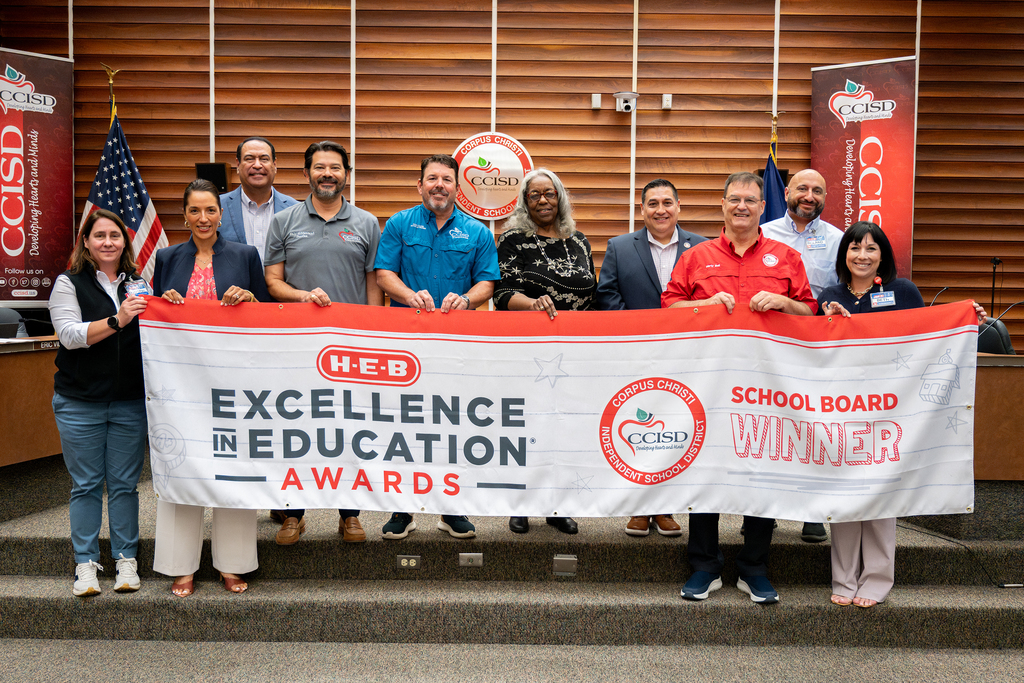 H-E-B excellence in education school board winner recognition. 