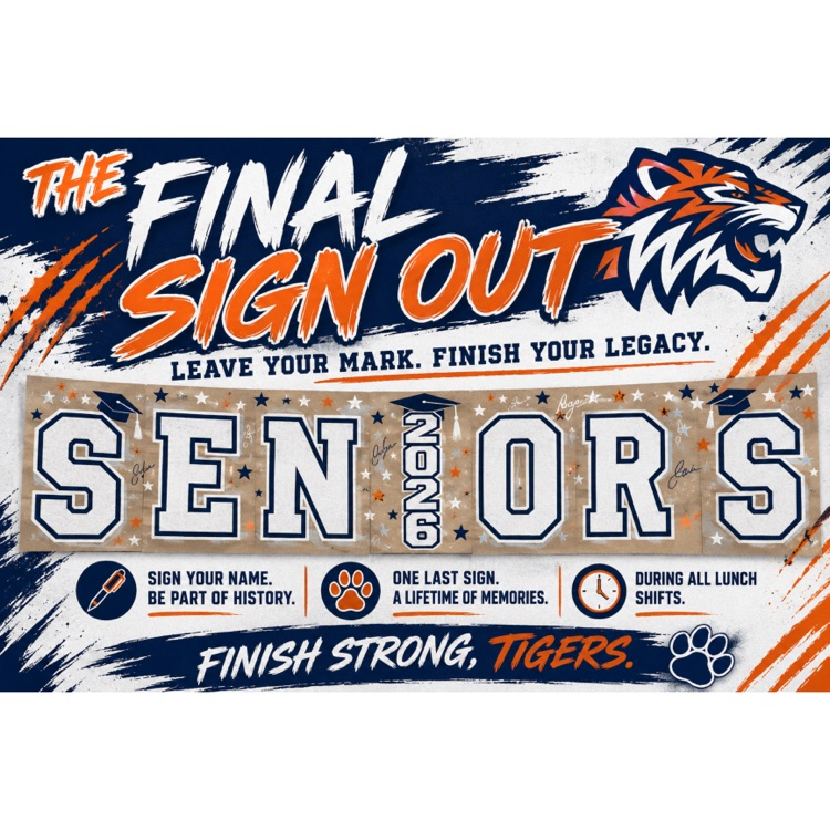 The Final Sign Out starts now. 🖊️🐅 Come sign your name and rep your Class of 2026. 💙🔥 #SeniorSeason #CarrollTigers #TPND