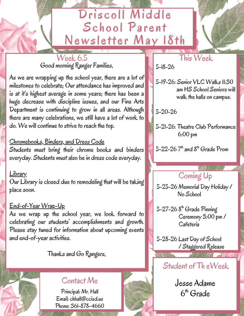 Parent Newsletter 5-18-26