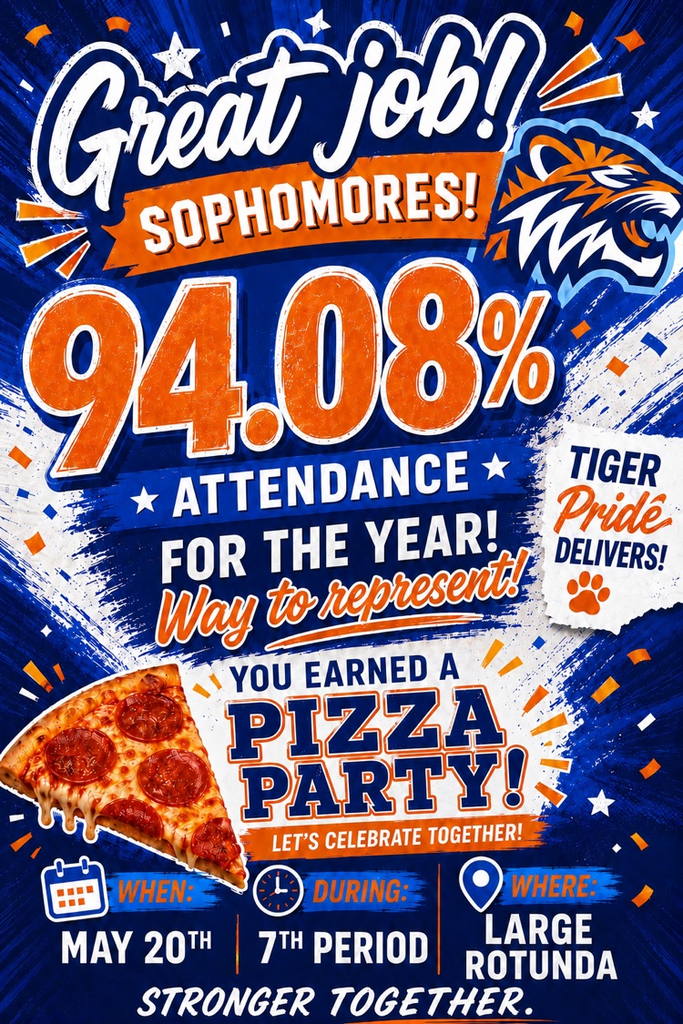 Sophs R Boss. 😤🔥 94.08% attendance for the YEAR! 🍕🐅 #BetterAtCarroll #TPND #CarrollTigers