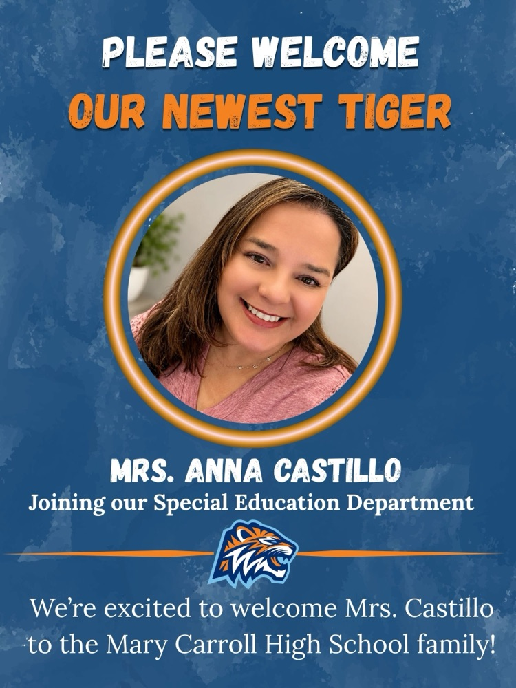 We’re excited to welcome Mrs. Anna Castillo to the CHS Special Education Department! Her passion and dedication to students will make a tremendous impact at Carroll. 👏