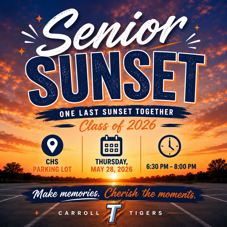 Senior Sunset is happening TOMORROW, Tigers! 🐅💙🧡