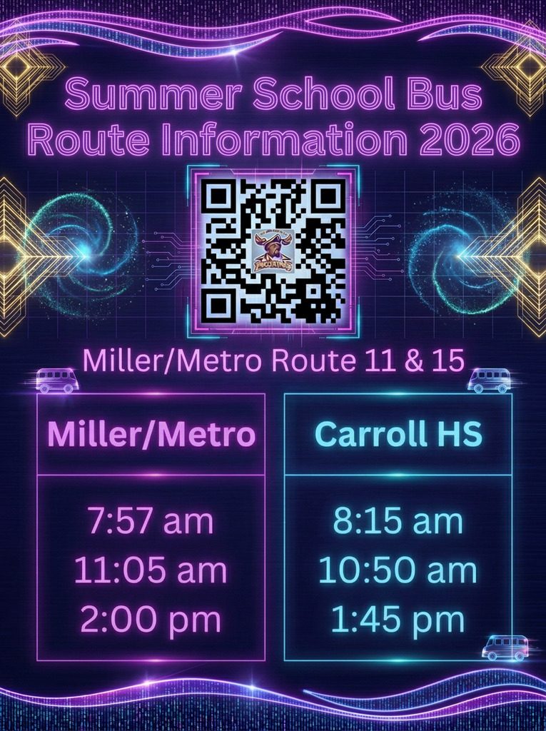 Summer School Bus Routes for Miller