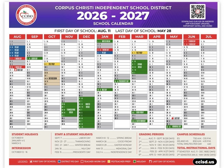 2026-2027 school calendar 