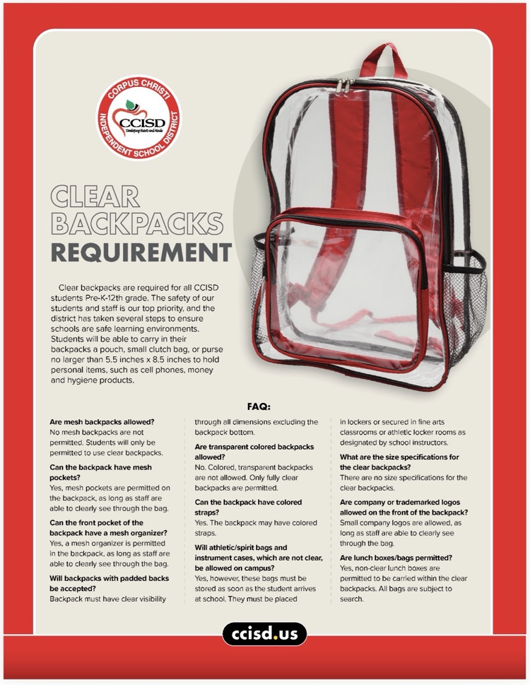 2026-2027 clear backpacks 