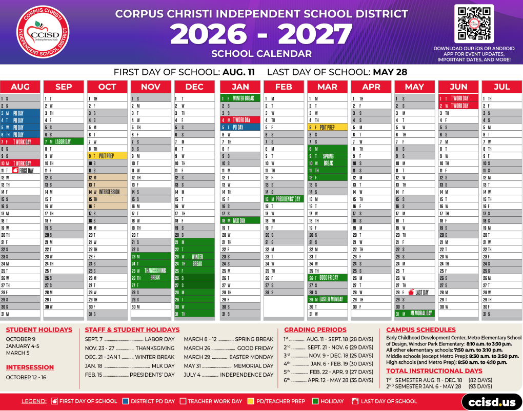 CCISD School Calendar