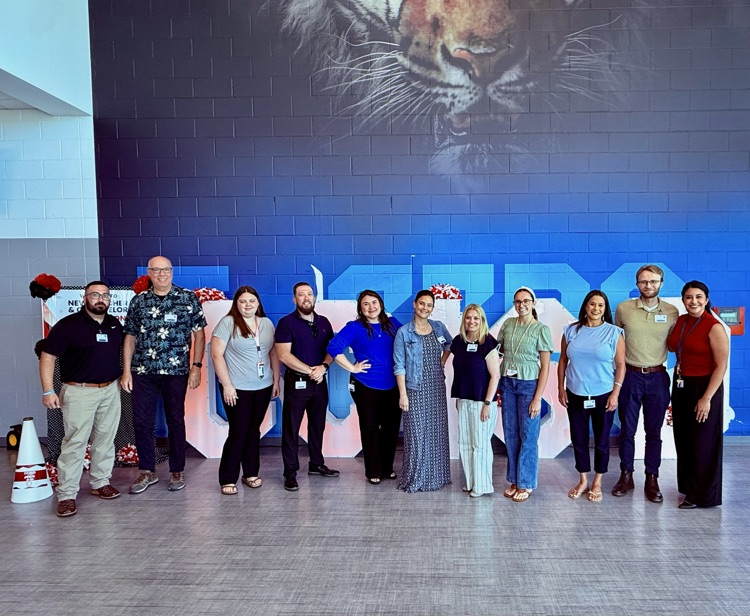Kaffie Middle School leadership team welcomes new teachers at New Teacher Orientation luncheon.
