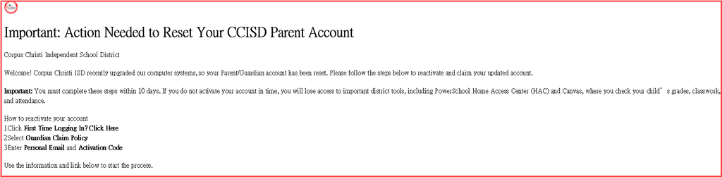 A document with red borders outlines steps to reset a parent account, including steps to follow and potential outcomes.