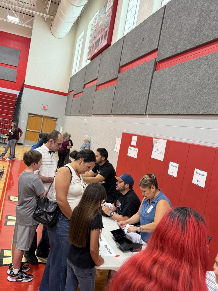 Students are lined up for the schedules. 