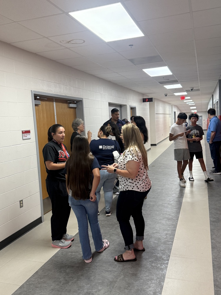 Students are lined up for the schedules. 