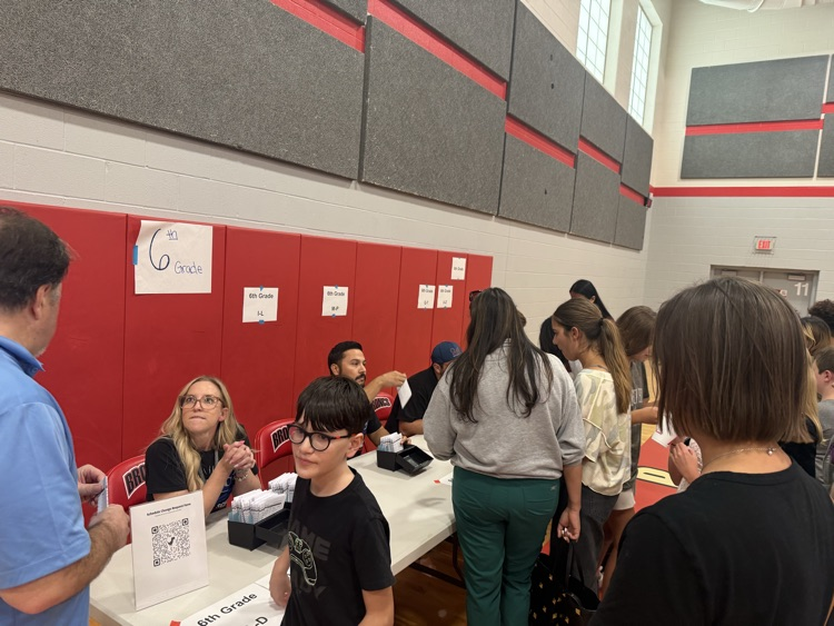 Students are lined up for the schedules. 