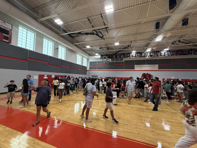 Students are lined up for the schedules. 