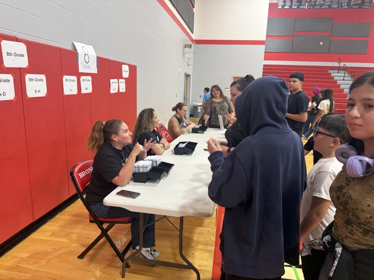 Students are lined up for the schedules. 