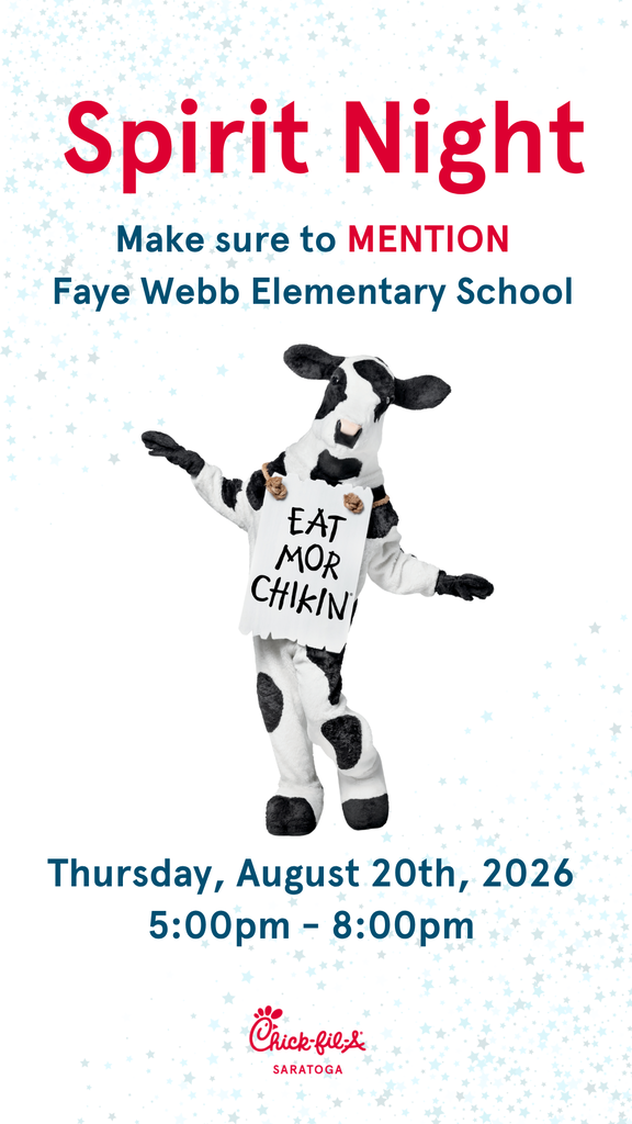 Chick-fil-A Spirit Night August 20, 2026 from 5-8 p.m.