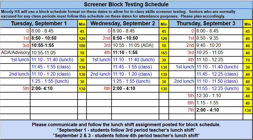 block schedule