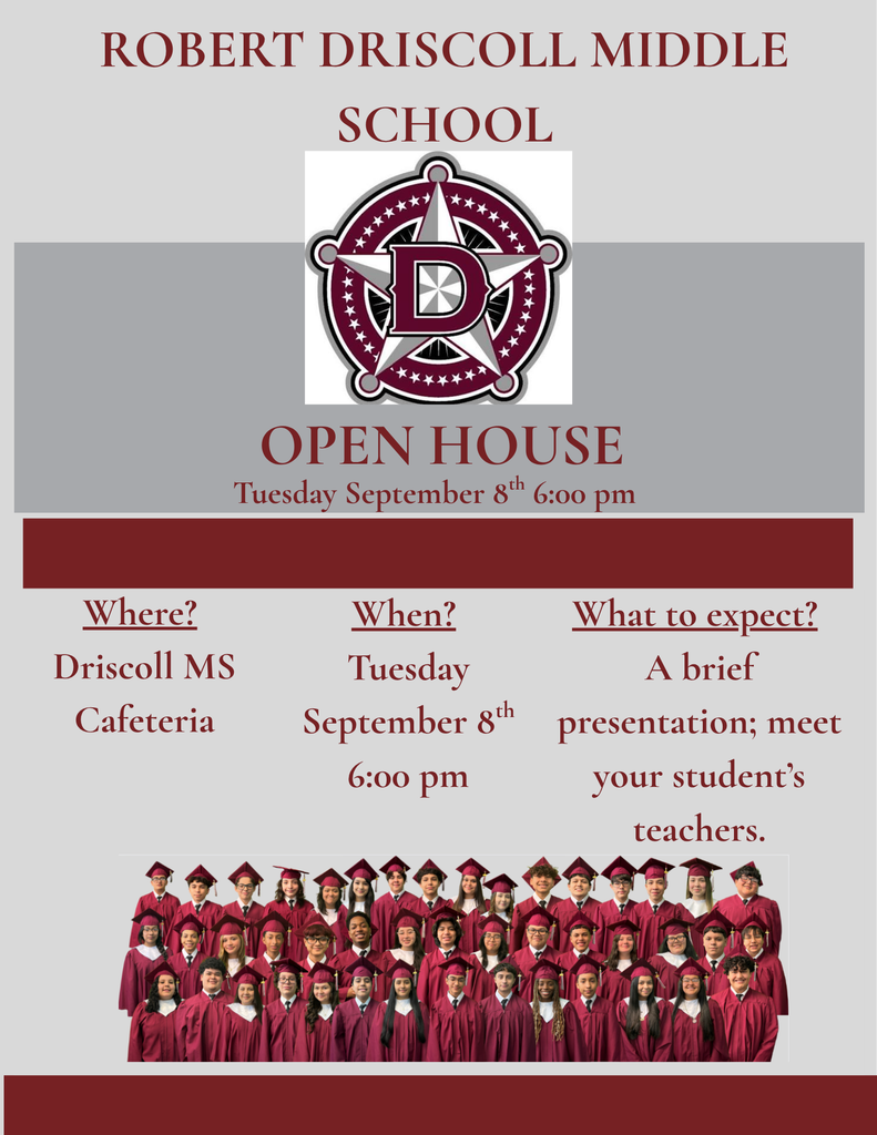 Driscoll Middle School Open House 9-8-2026