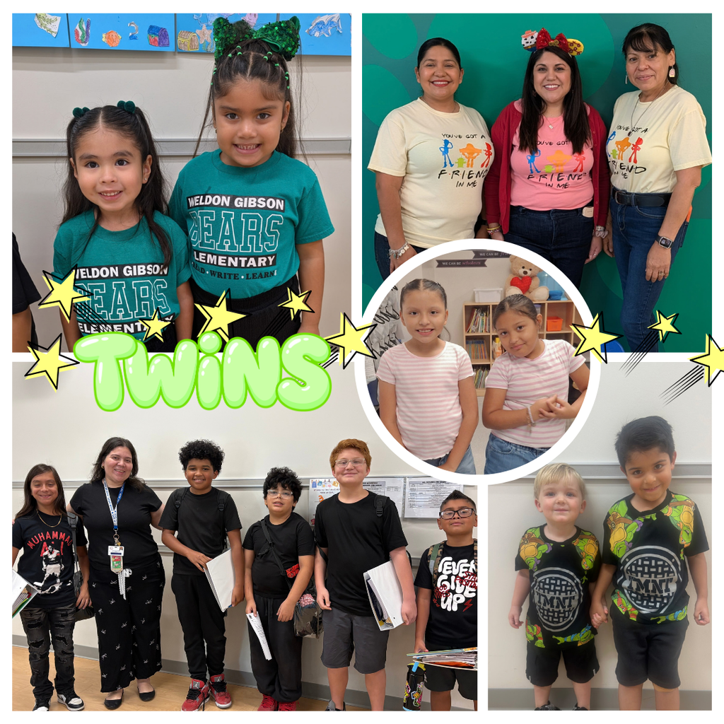 Collage of students and staff. Group of kids and adults standing together with various smiles.