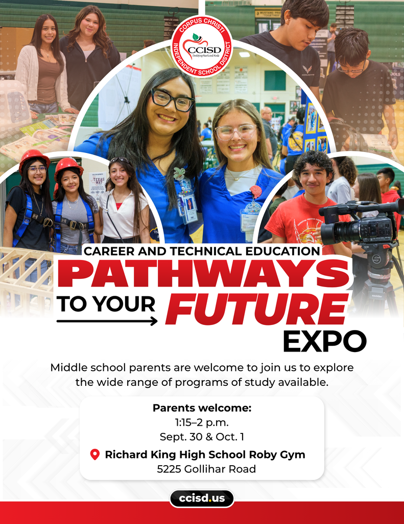 Flyer with images of young adults in various roles. Bold text reads "Pathways to Your Future Expo."