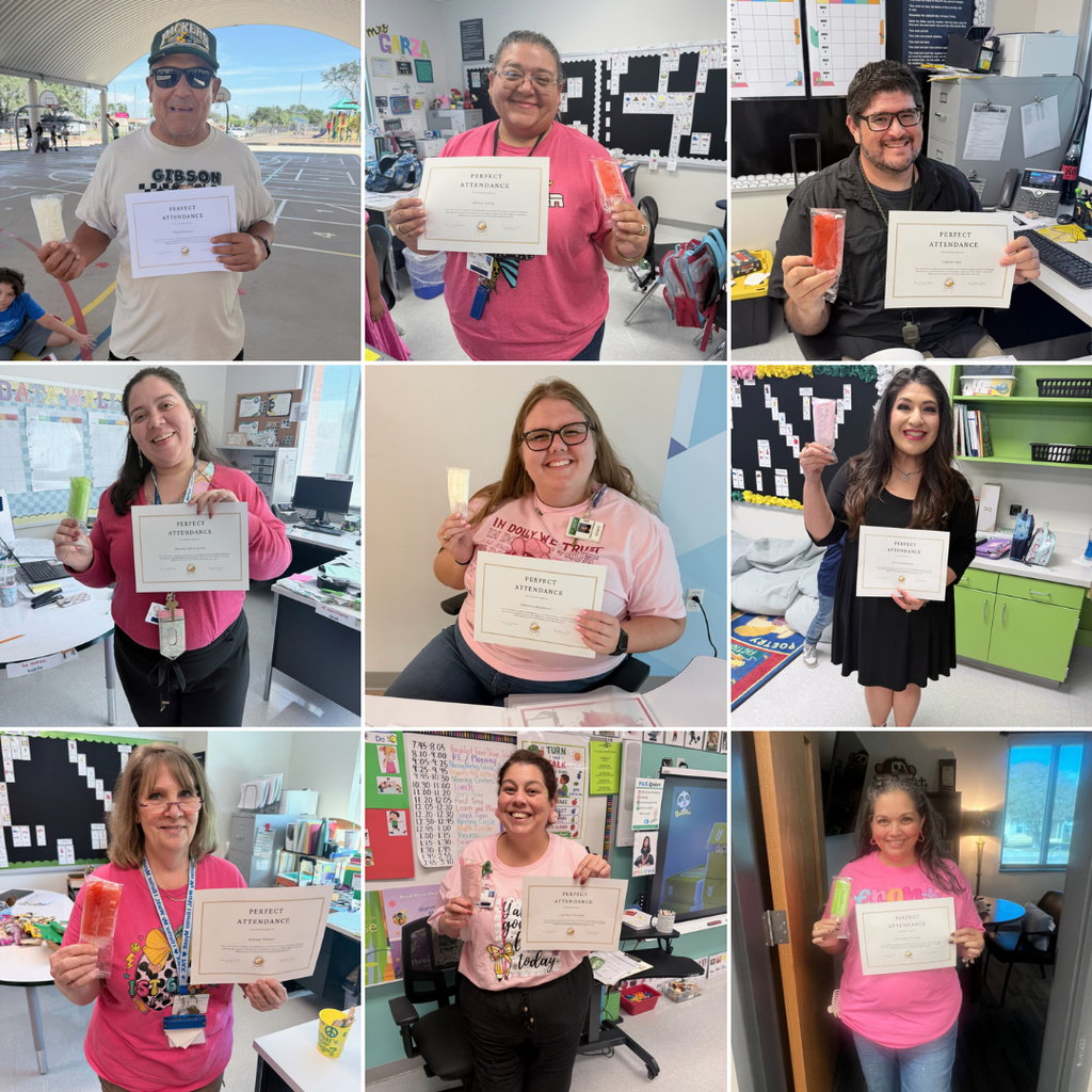 A collage of nine individuals, each holding a certificate, in diverse settings such as classrooms and offices.