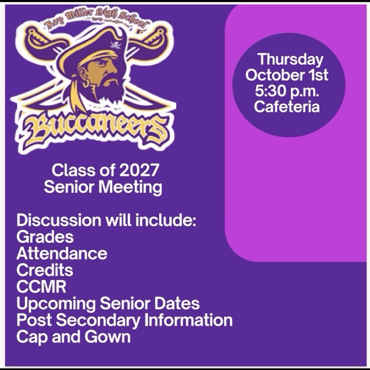 flyer inviting seniors and parents to meeting on Thursday, October 1st. Discuss upcoming events.