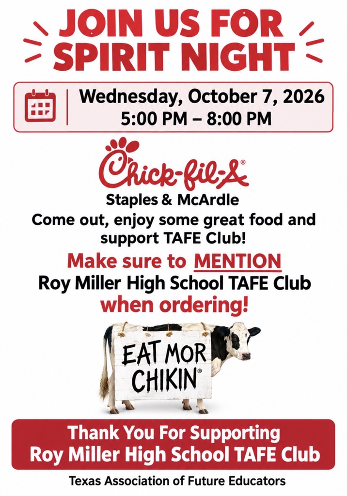 ask Chick-Fil-A spirit flyer for the future teachers school club. Inviting the public to support their fundraiser on October 7.