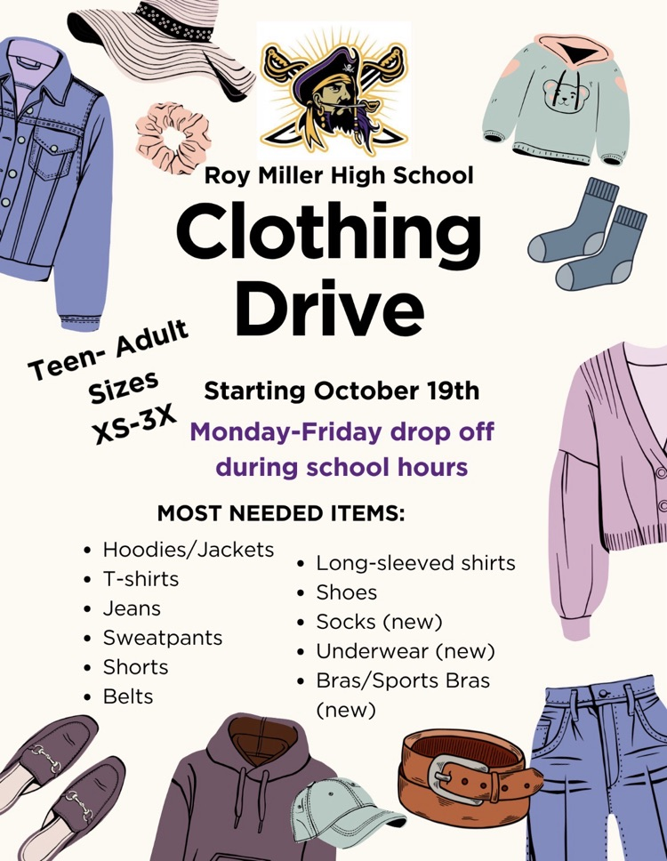 Flyer seeking donations of gently used clothing to support students in need.