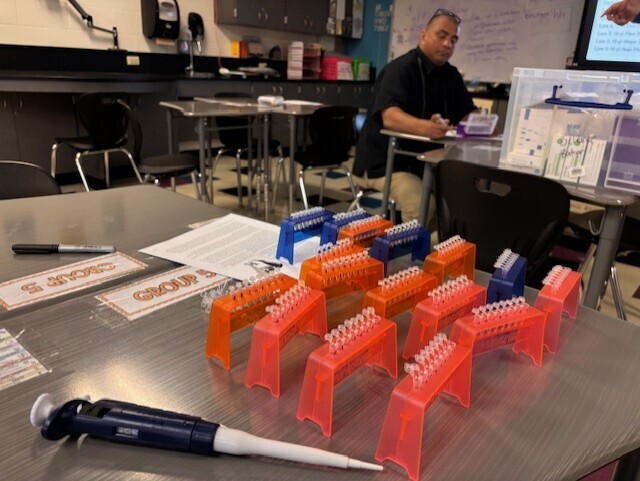 Pipettes prepared for student use.