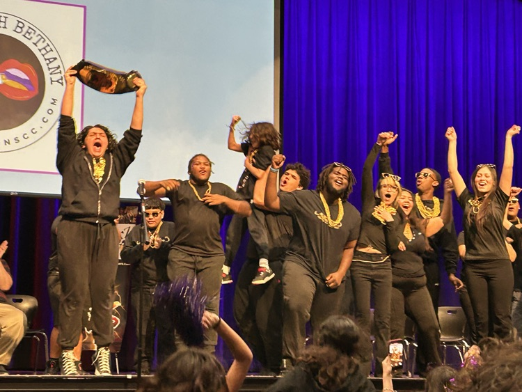 Image showing Miller Improv team celebrating their win at the Improv battle