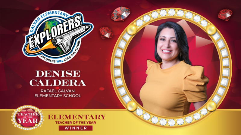 Teacher of the Year winner, Elementary category, Denise Caldera of Galvan Elementary School