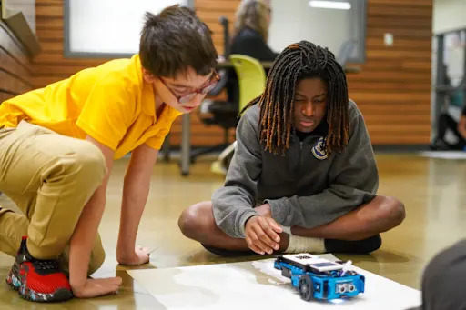 students working on project in the classroom