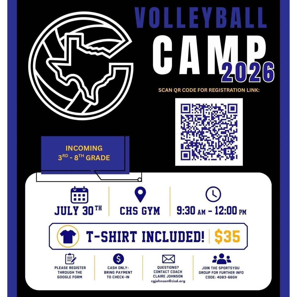 graphic promoting volleyball camp for CHS