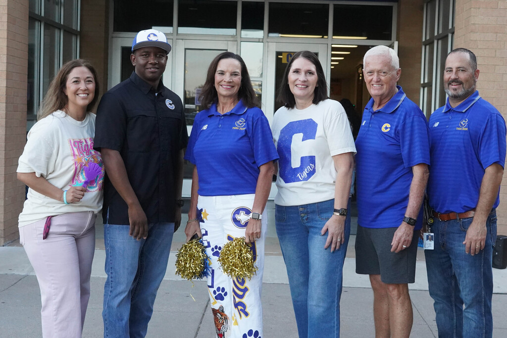 Board members and at administration on You Matter Day at Corsicana High School