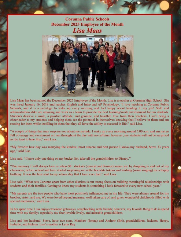 Lisa Maas-December Employee of the Month