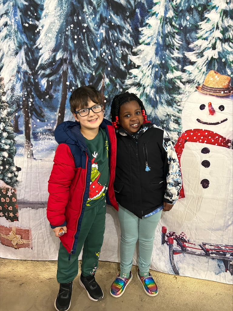 Christmas photo of two students