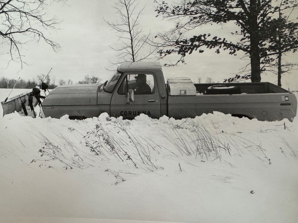       Plowing snow in old Corunna truck
